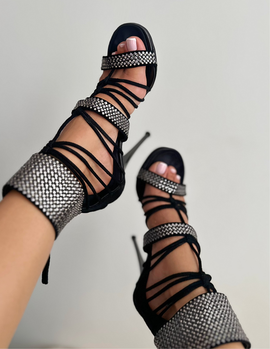 Giuseppe Zanotti x Balmain Swarovski Crystal Lace-Up Heels - EU40