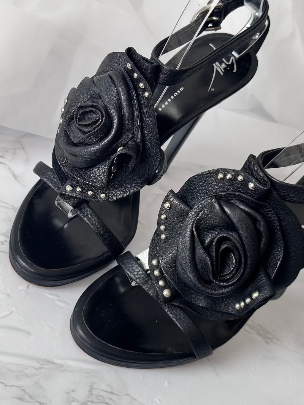 Giuseppe Zanotti Floral Studded Leather Heels - EU39,5