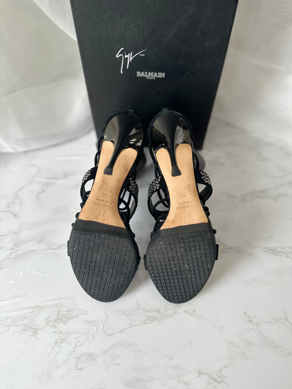 Giuseppe Zanotti x Balmain Swarovski Crystal Lace-Up Heels - EU40
