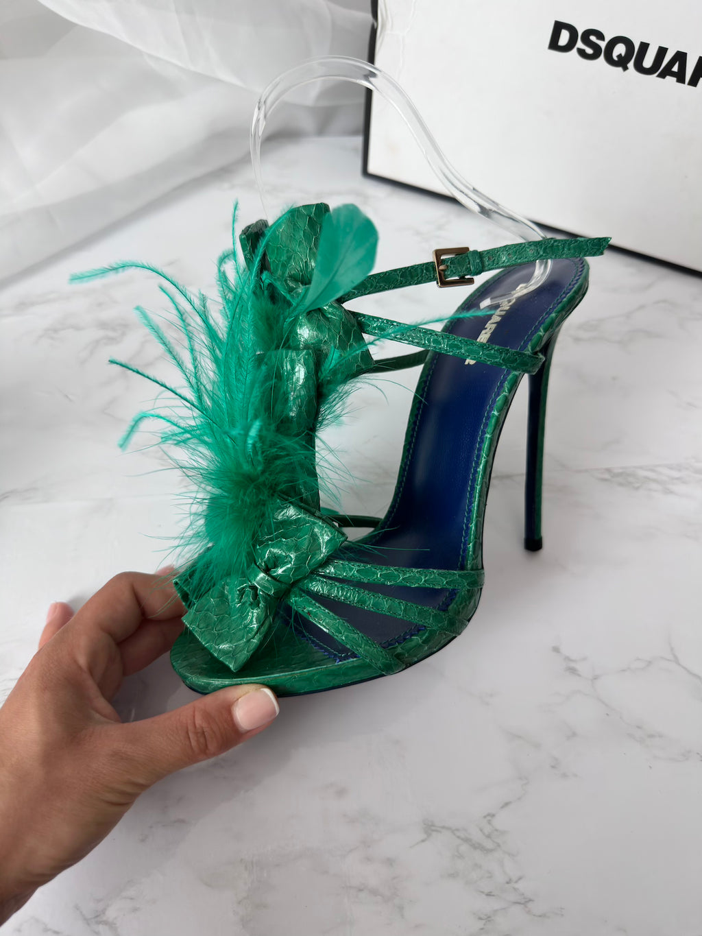 Dsquared2 Ostrich Feather Strappy Sandals - EU40