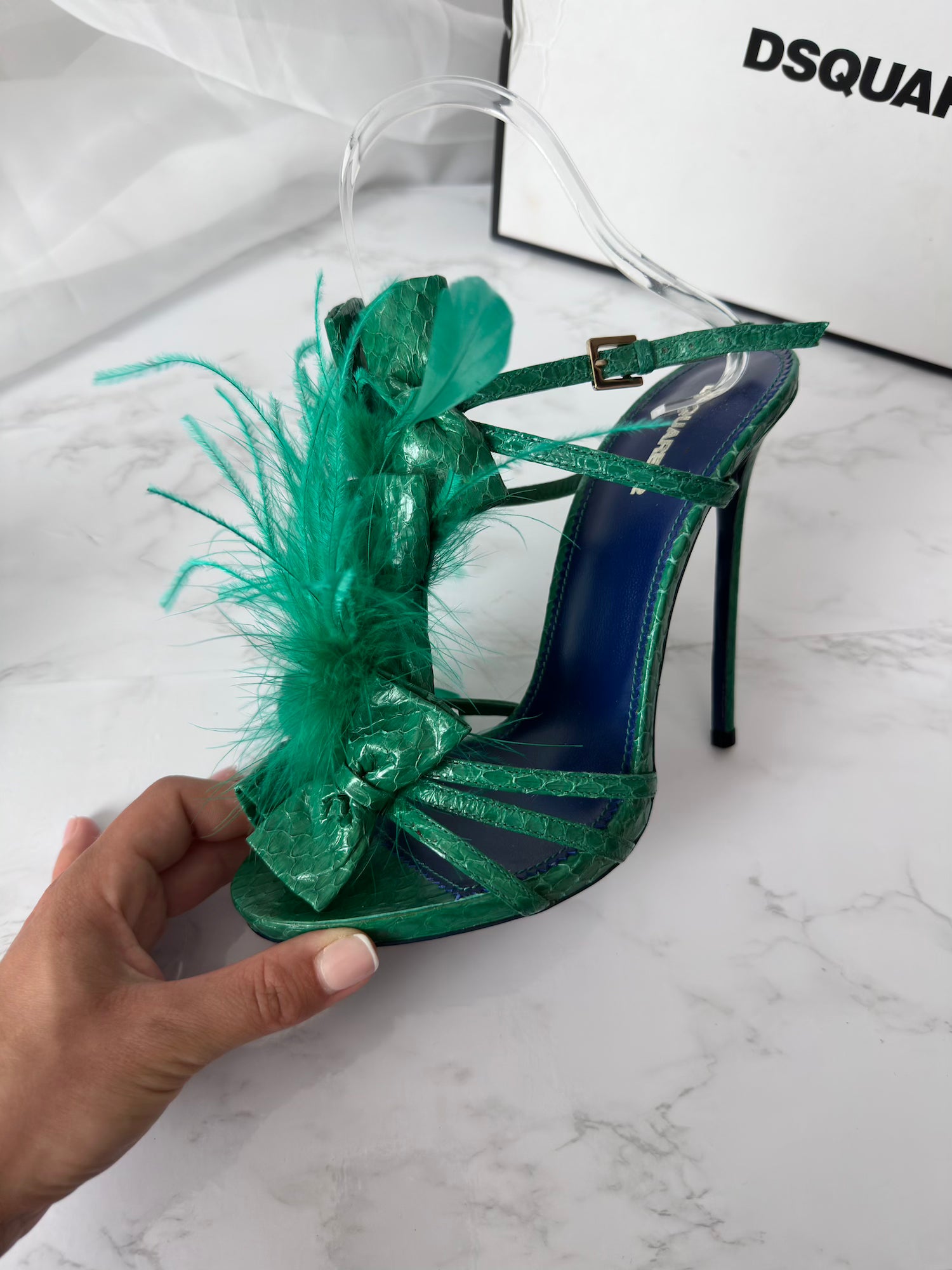 Dsquared2 Ostrich Feather Strappy Sandals - EU40