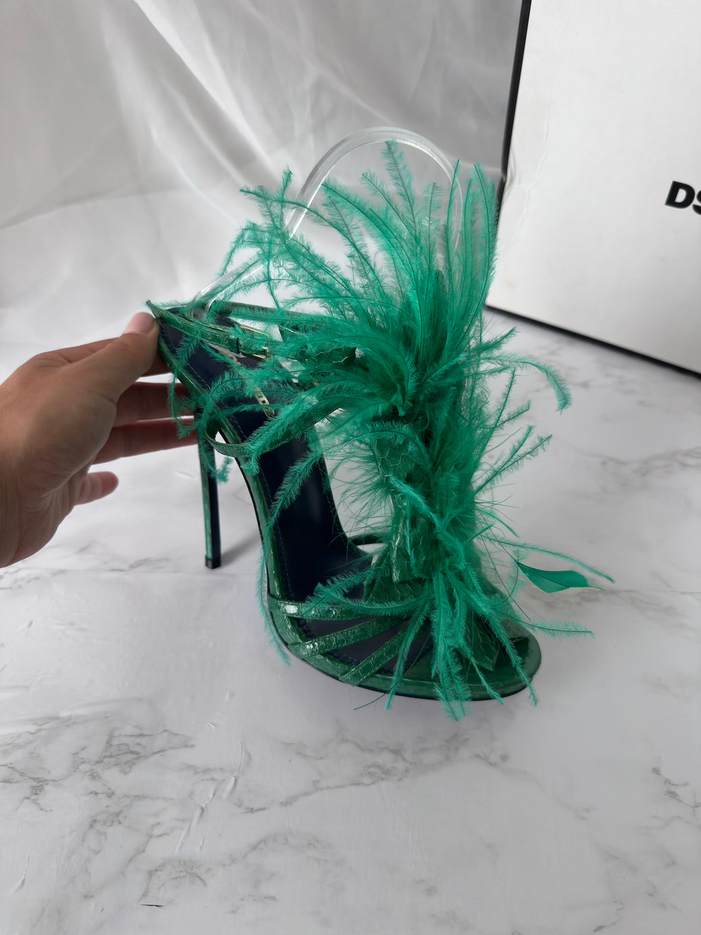 Dsquared2 Ostrich Feather Strappy Sandals - EU40