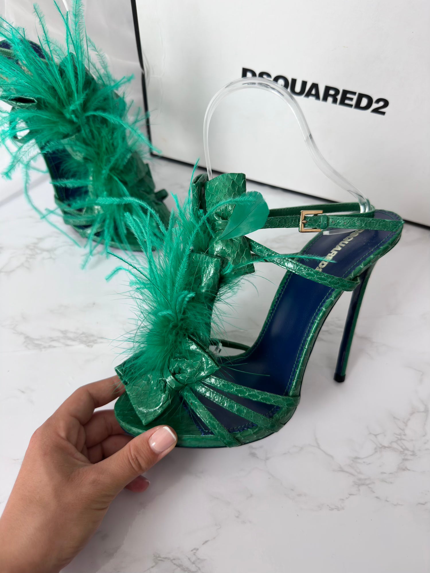 Dsquared2 Ostrich Feather Strappy Sandals - EU40