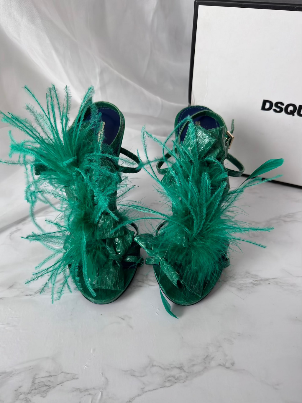 Dsquared2 Ostrich Feather Strappy Sandals - EU40