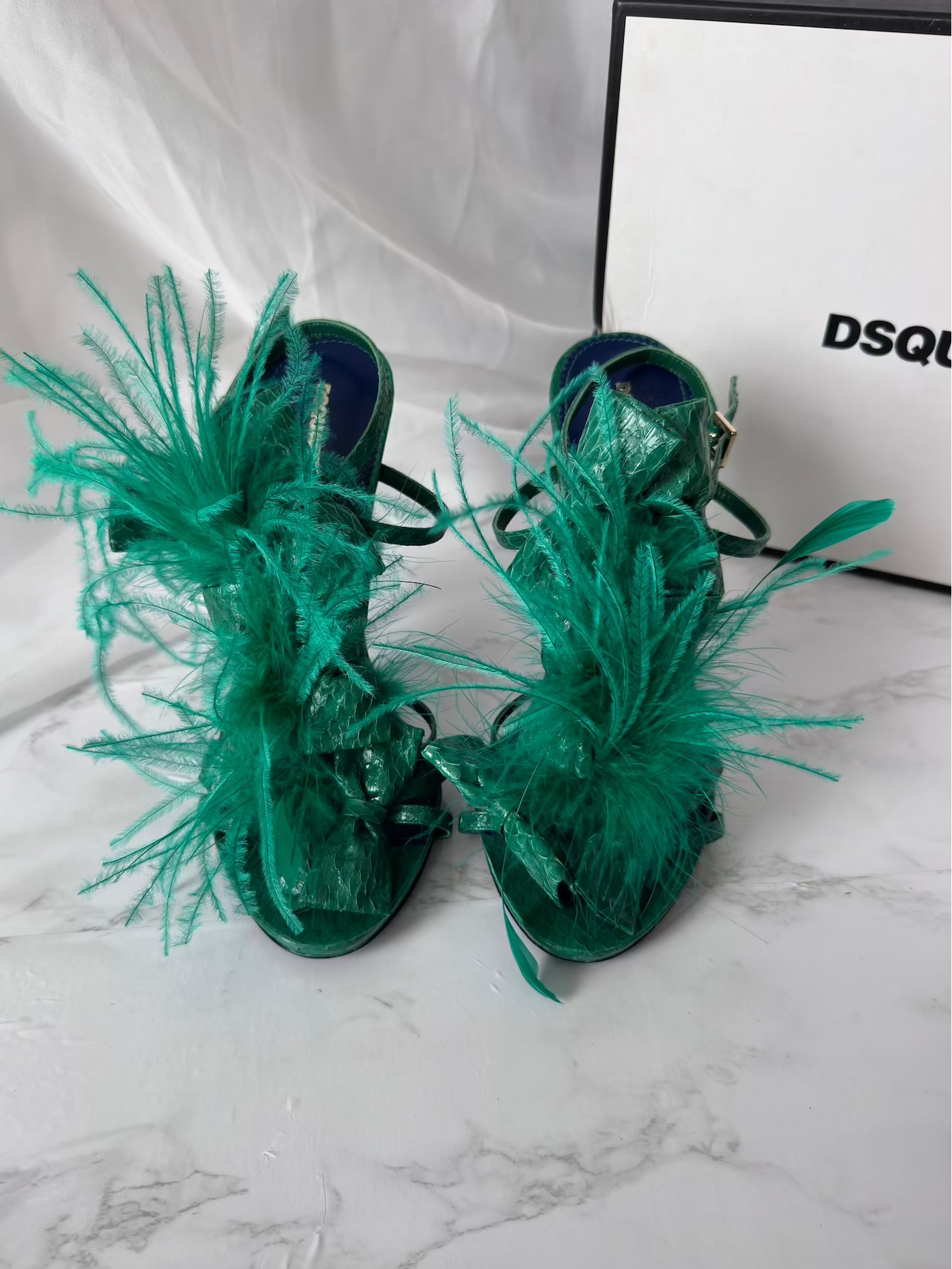 Dsquared2 Ostrich Feather Strappy Sandals - EU40