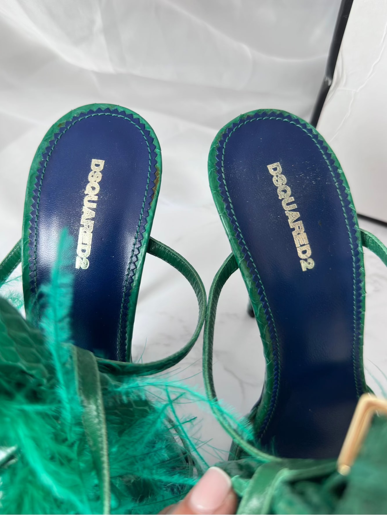 Dsquared2 Ostrich Feather Strappy Sandals - EU40