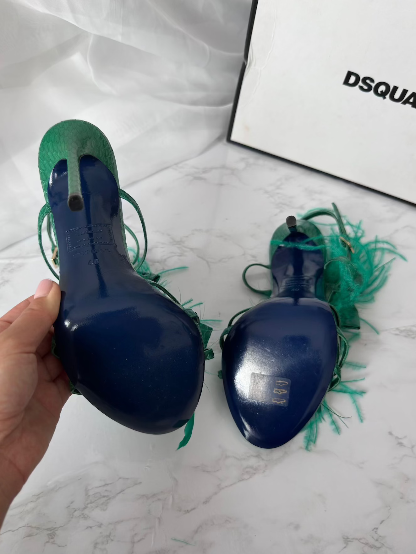 Dsquared2 Ostrich Feather Strappy Sandals - EU40