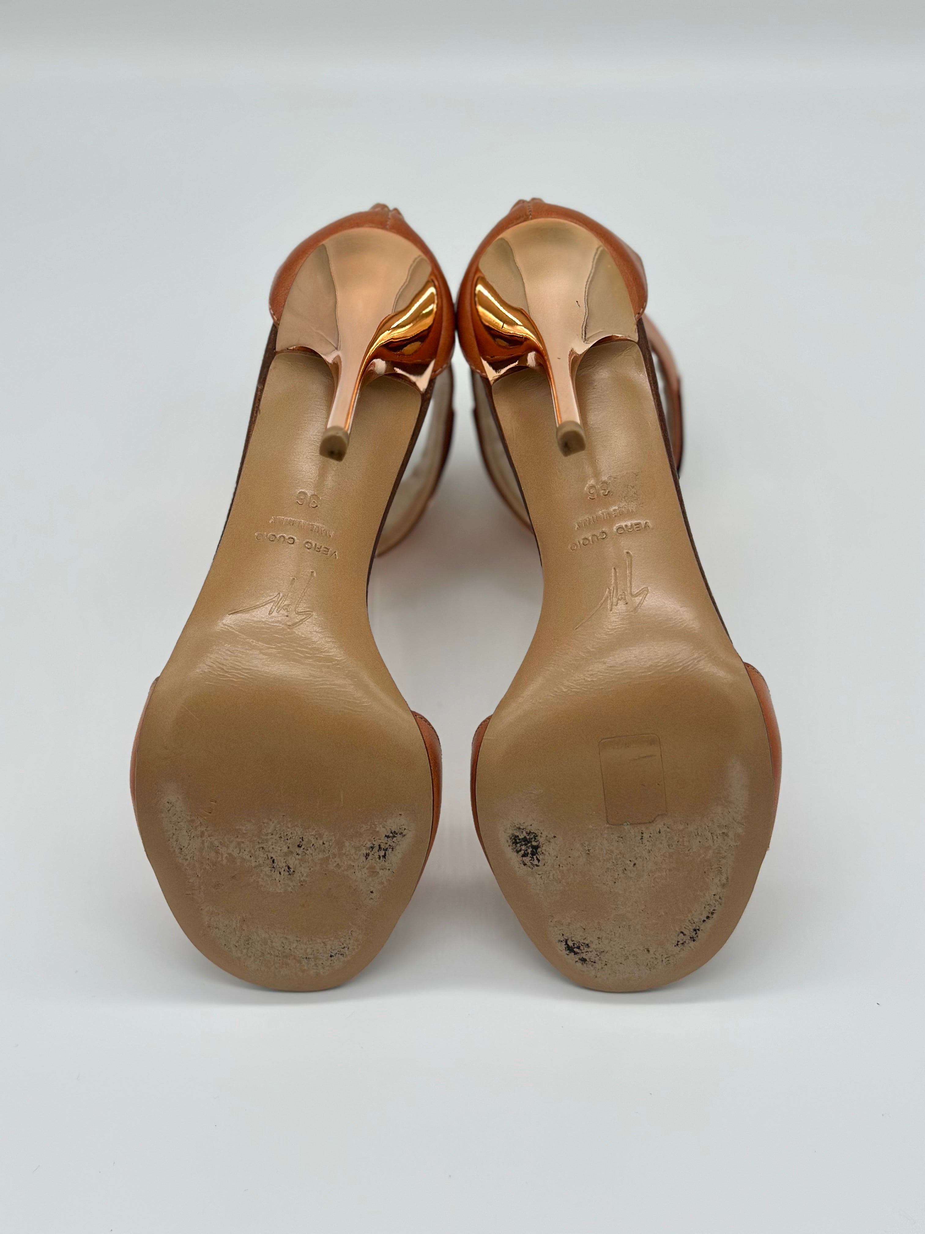 Giuseppe Zanotti Tan Leather T Strap Sandals - EU36