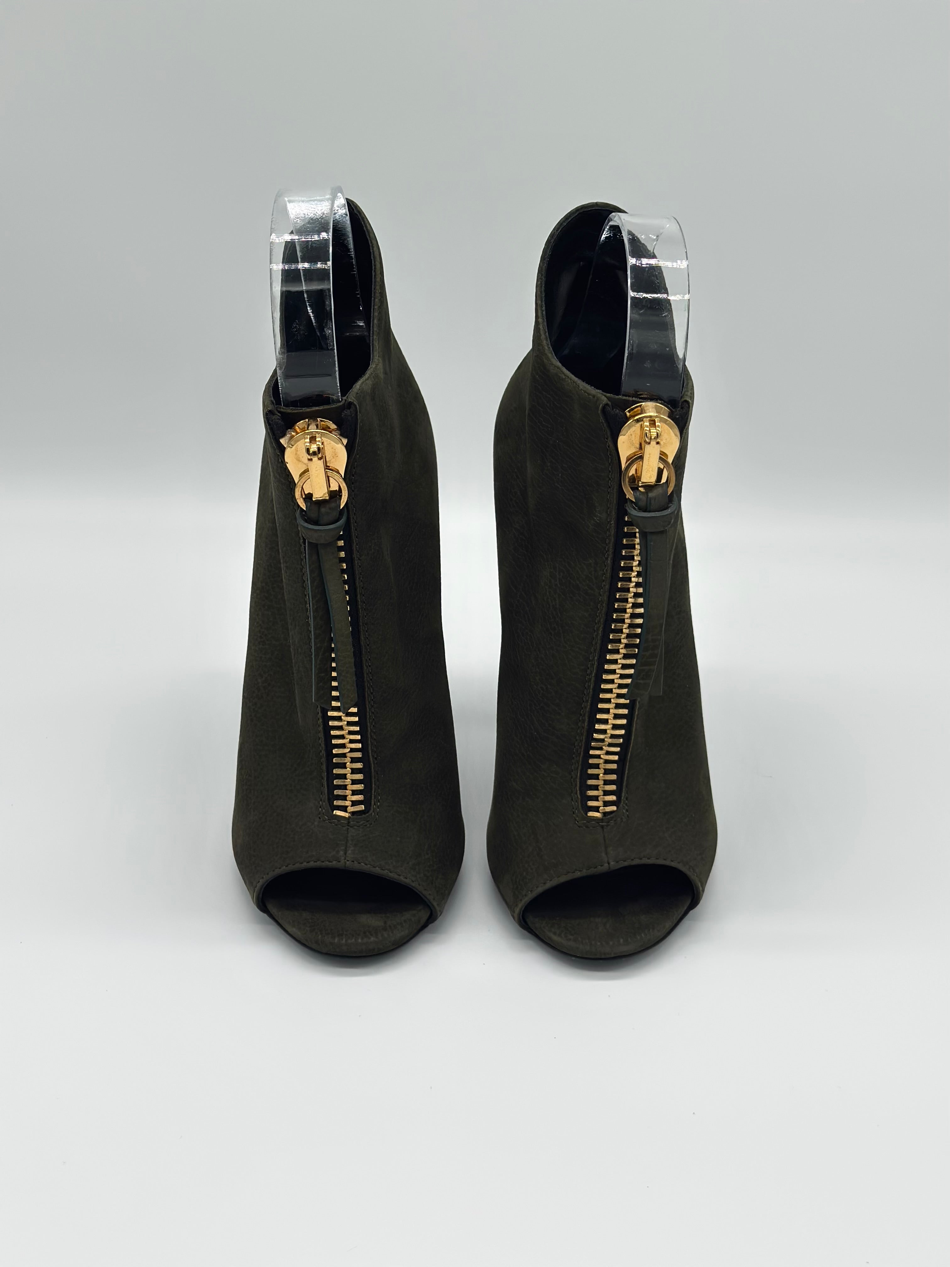 Giuseppe Zanotti Suede Nubuck Peep Toe Heels - EU36