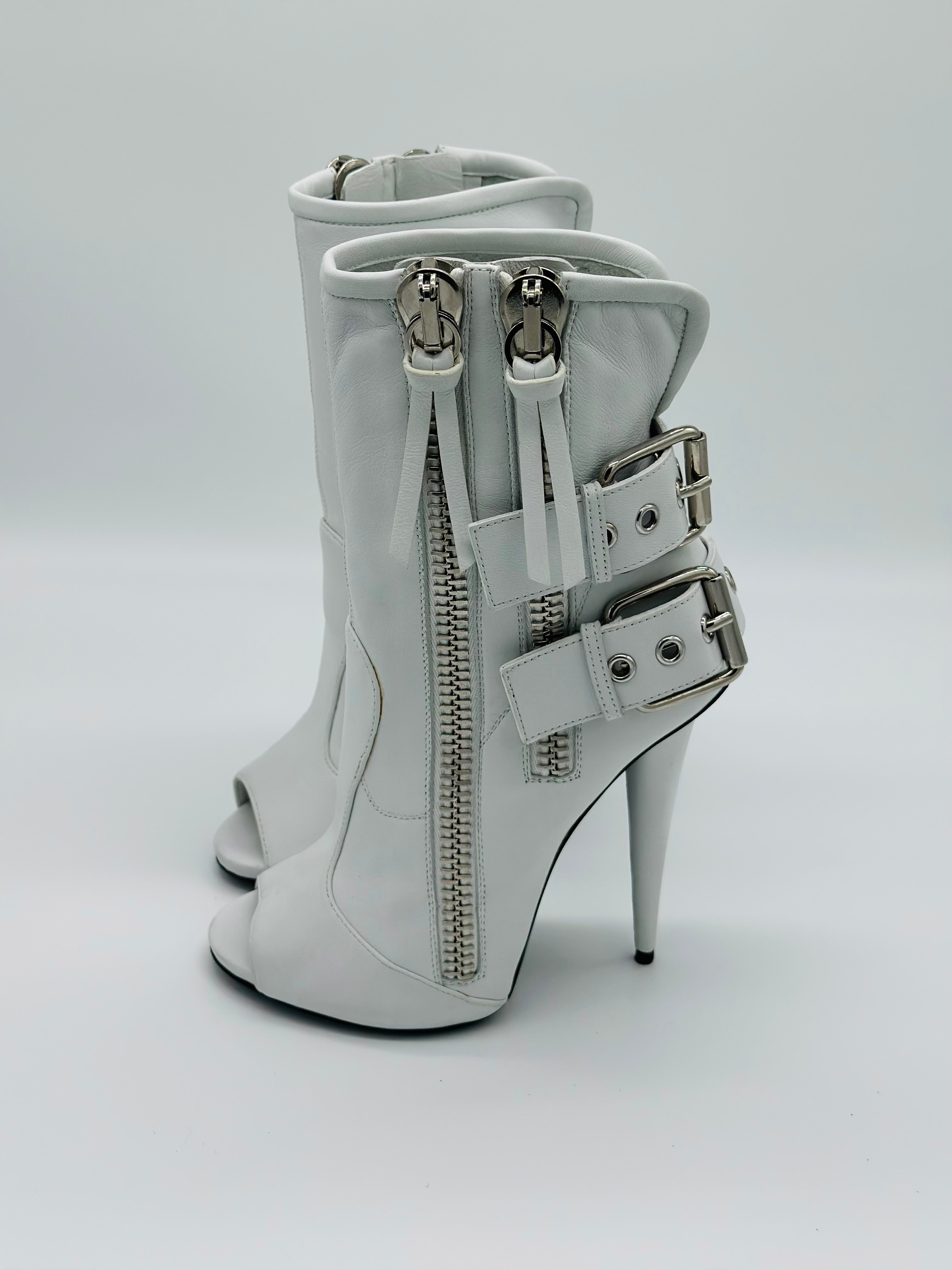 Giuseppe Zanotti Double Biker Peep-Toe Ankle Boot - EU36