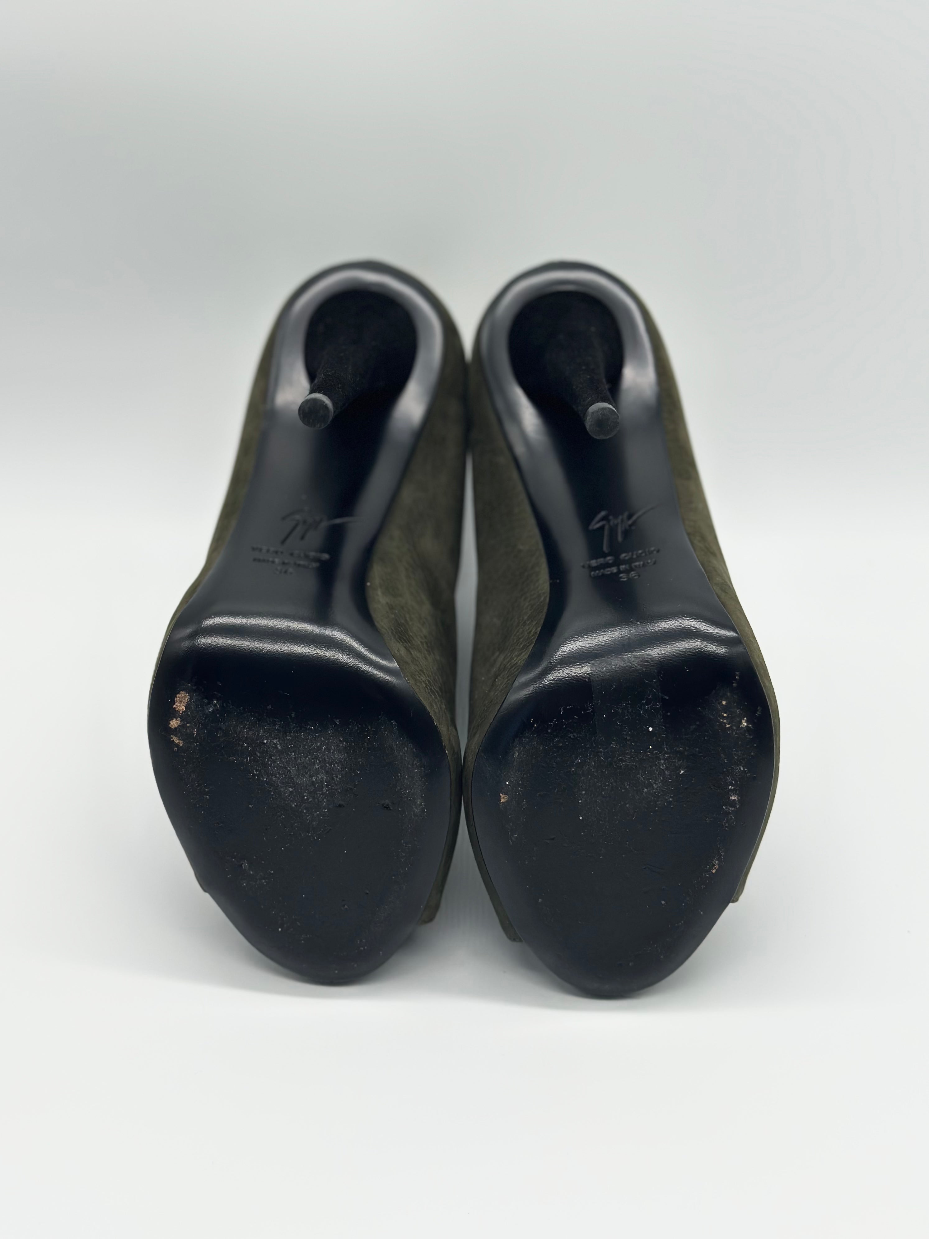 Giuseppe Zanotti Suede Nubuck Peep Toe Heels - EU36