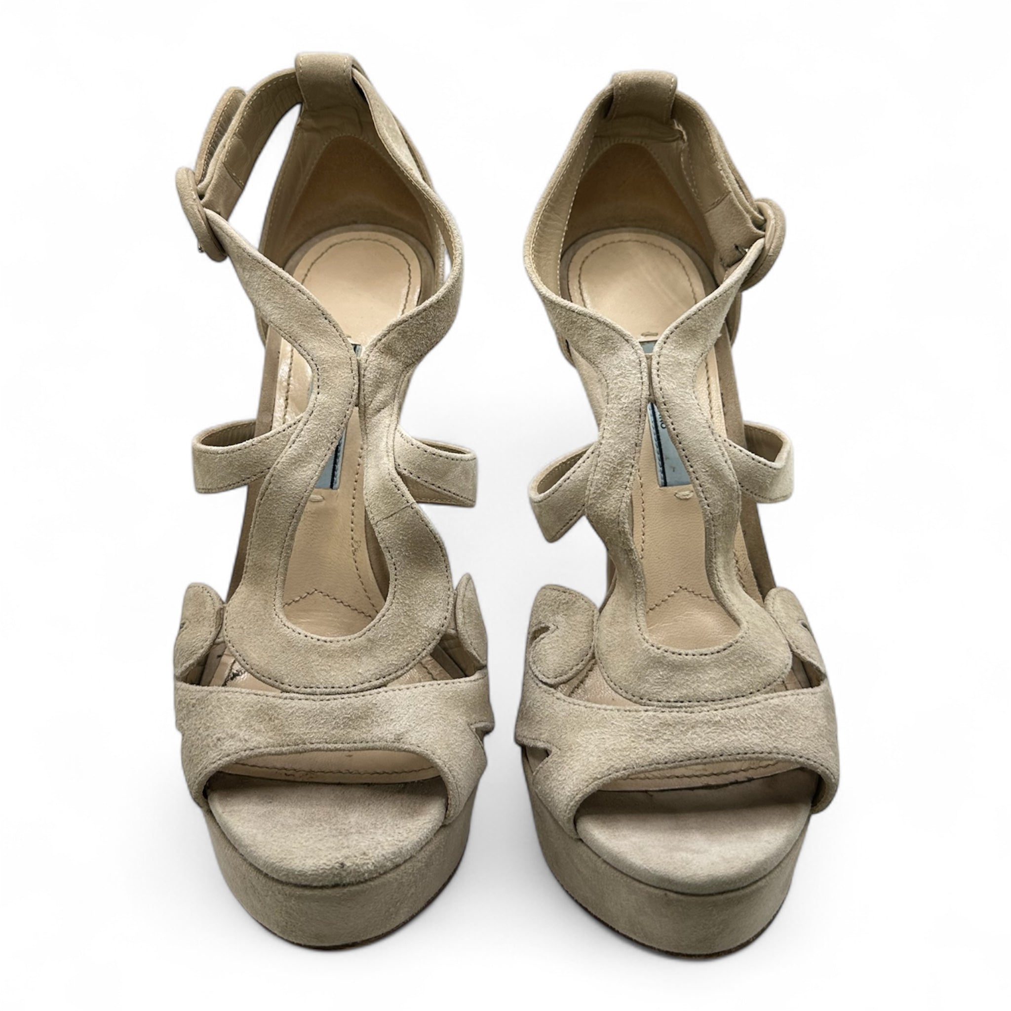 Prada Suede Cutout Platform Sandals