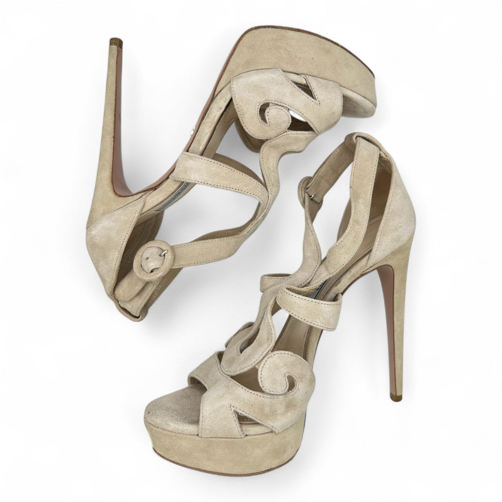 Prada Suede Cutout Platform Sandals
