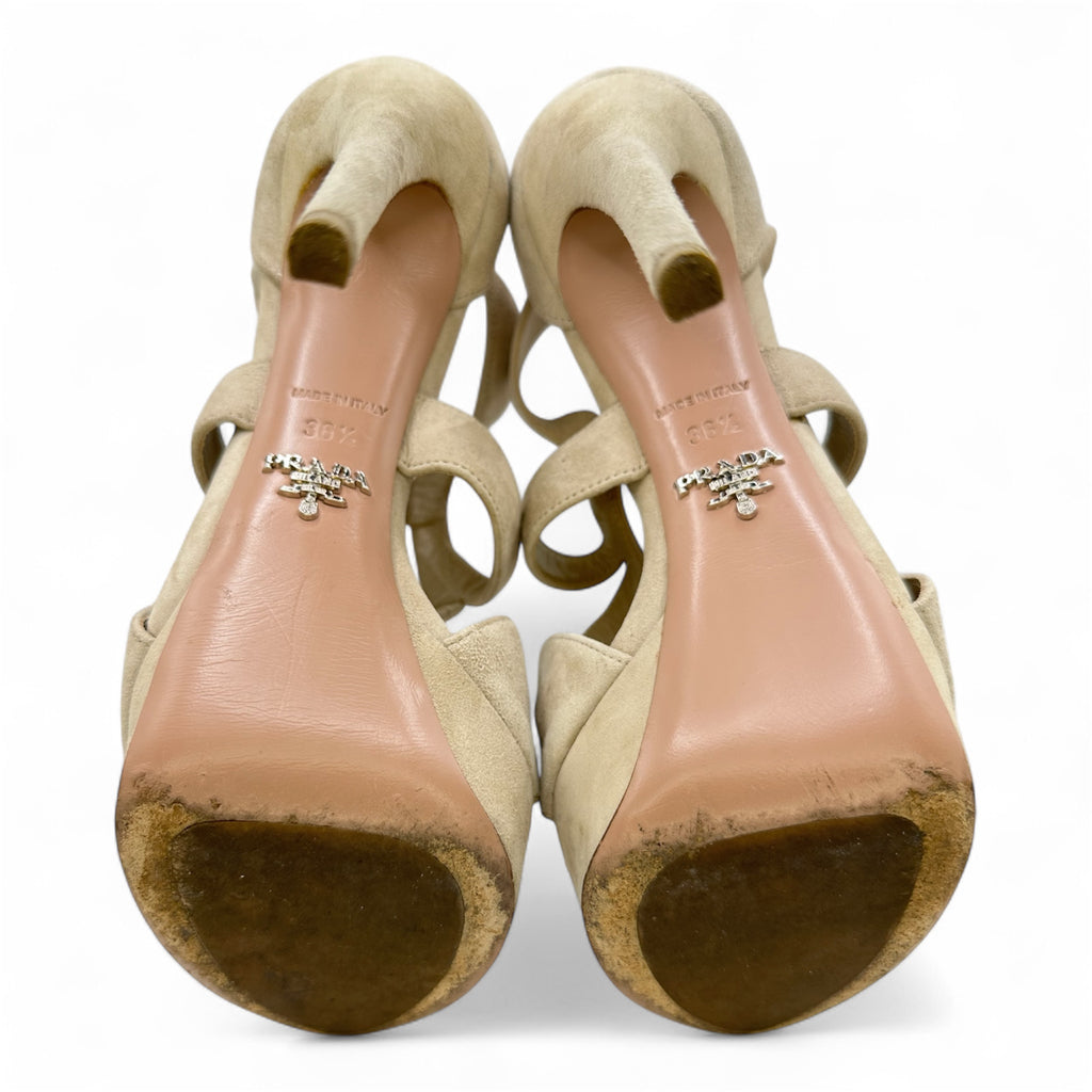 Prada Suede Cutout Platform Sandals