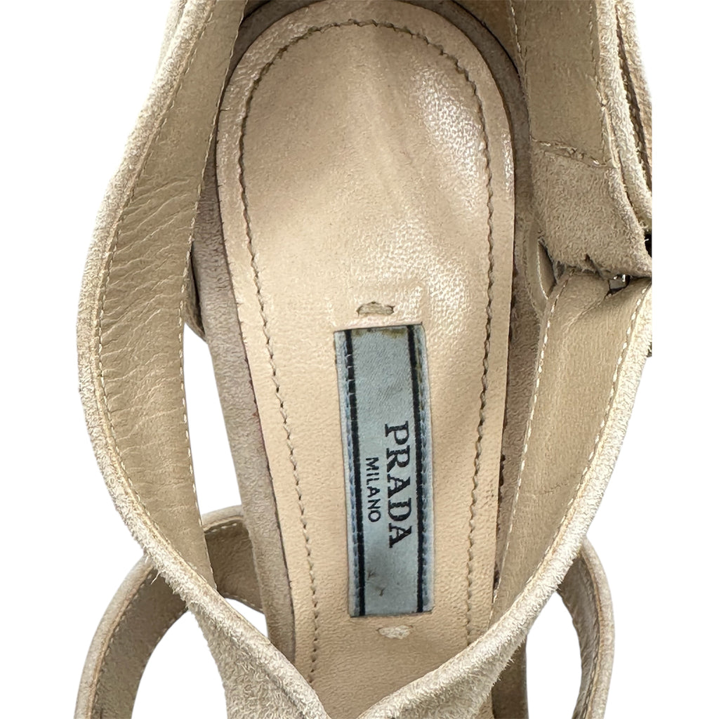 Prada Suede Cutout Platform Sandals